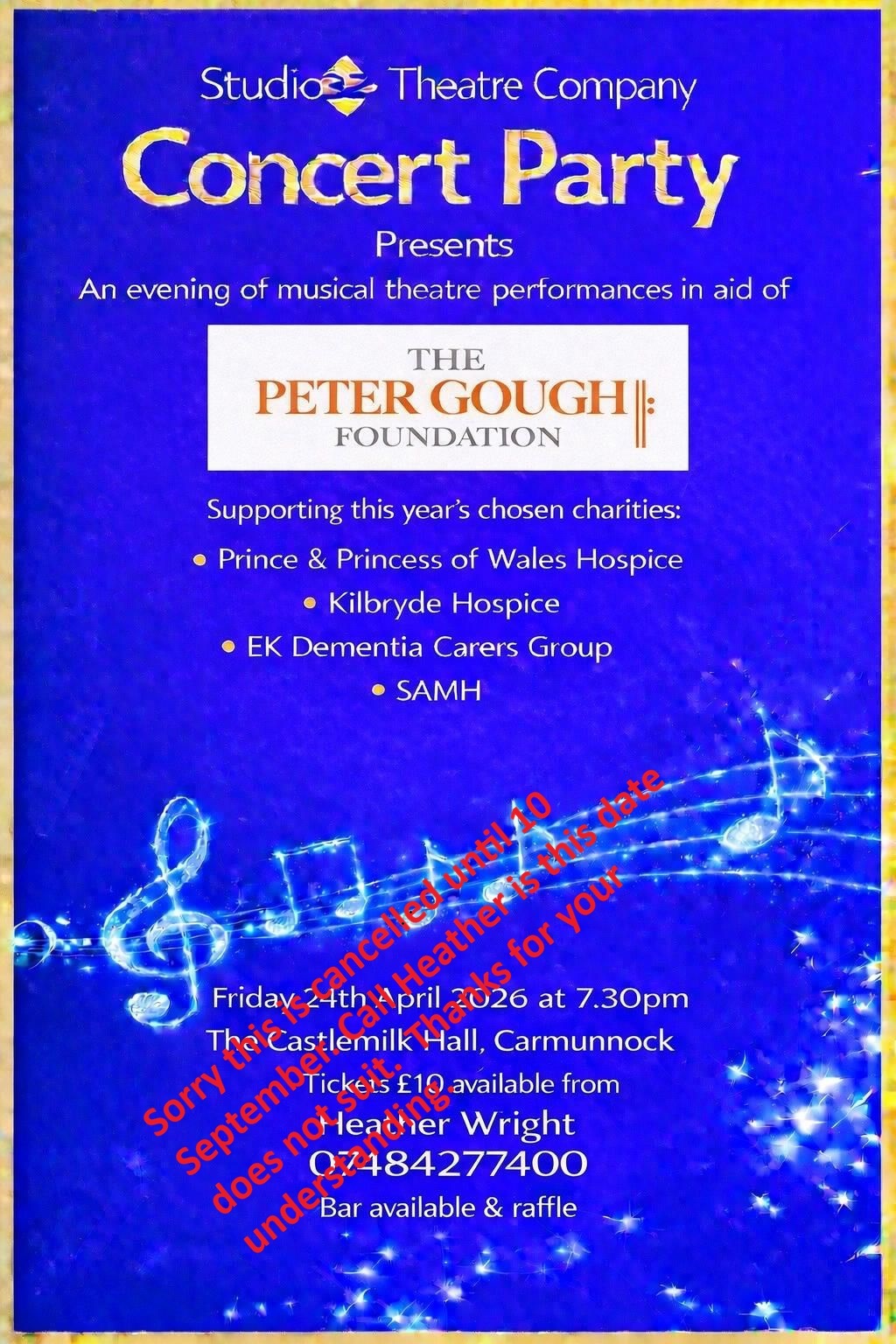 Peter Gough Concert Party change of date