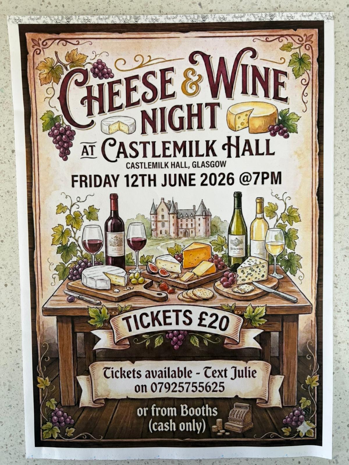 Castlemilk Hall Cheese and Wine 2026