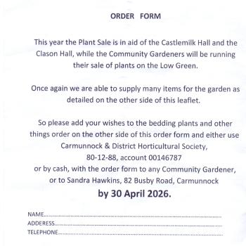 Carmunnock Plant Sale Order Form